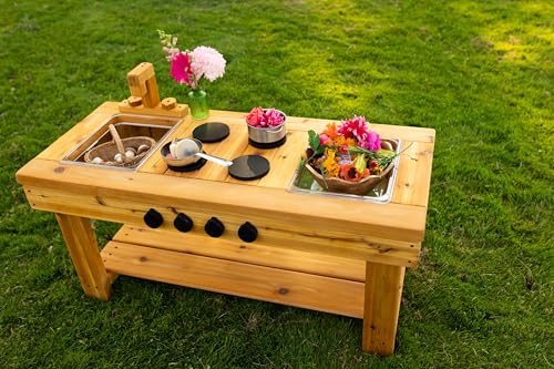 Noble Wooden Toy Co. XL Cedar Outdoor Mud Kitchen Red Cedar Stain