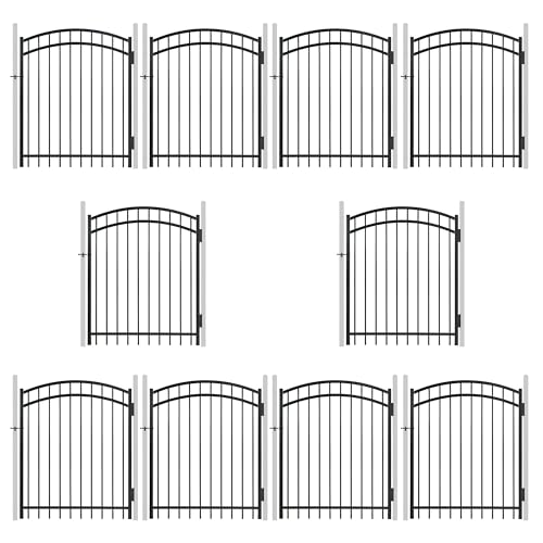 Fencer Wire Heavy Duty Arched Decorative Fence Gate, 5FT Height x 4FT Width Outdoor Fence Gate, Outdoor Anti-Rust Metal Steel Gate for Fencing Garden Barrier, with Gate Lock, Pack of 10