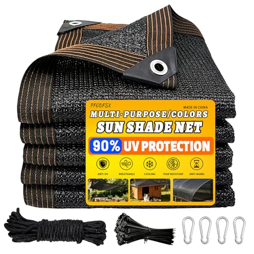 PFGDFSX 90% Shade Fabric Sun Shade Cloth with Reinforced Grommets, Outdoor Sun Screen Fabric for Outdoor Patio Garden Pergola Cover Canopy 24x56 FT, Black
