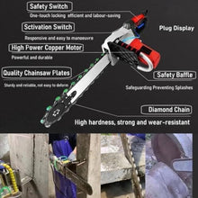 GEOTPVH Electric Cordless Brushless Chainsaw Kit with Water Fed Dust Control, 2 Guide Bars and Chains for Granite, Reinforced Concrete, Stone, Masonry Cutting, Depth35cm, Depth35cm