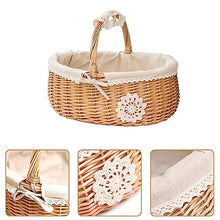 FENOKD Picnic Baskets Picnic Fruit Basket with Lid, Storage Box, Snack Tea Basket, Storage Basket and Cloth，