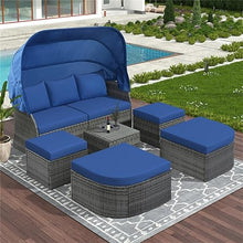 ZSLKDL Outdoor Patio Furniture Set Daybed Sunbed W/Retractable Canopy Conversation Set Wicker Furniture Sofa Set