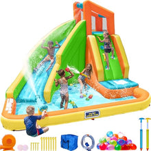 Sportspower Tidal Wave Inflatable Water Slide for Kids Blower & GFCI Safety Plug, Climbing Wall, Splash Pool, Water Cannon, Ages 3-8