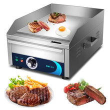 XQZMZSCP Commercial Electric Griddle, 14" 2200W Commercial Electric Countertop Non-Stick Flat Top Grill with Adjustable Temperature Control