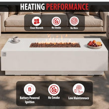 AMS 66" Rectangular Concrete Propane Gas Fire Pit Table only (Cream White)