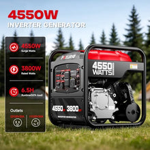POXURIO 4550-Watt Portable Inverter Generator for Home Use, Open Frame Generator Gas Powered, Lightweight & Quiet for Home Use and Emergency Backup, EPA Compliant-Red