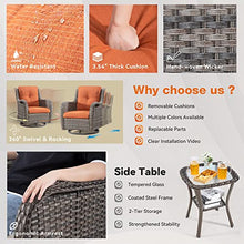 Gardenbee 5 Piece Outdoor Patio Furniture Set Wicker Conversation Set with Swivel Rocking Chairs and Ottomans Orange