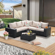 HTERWQEA 6-Piece Patio Conversation Set, Cushioned Rattan Sectional Sofa with Wicker Frame, Ideal for Garden, Porch, or Backyard