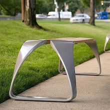 Park Patio Seat Park Bench Without Back, Modern Stainless Steel Outdoor Leisure Chairs, Anti-corrosion Wood Benches for Courtyard, Lawn and Garden Garden Furniture