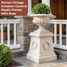 20" H Large Plastic Roman Urn Planter with 28" Tall Decorative Pedestal