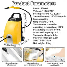 Portable High Pressure Steam Washer Jet Washer,Power Wash with Accessories and 3.5L Tank,for Patio and Car,Cleaning Drives,Vehicles,Garden,Grime,Grease Removal Yellow