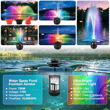 Goldlife Pond Fountain Aerator With Lights, F2 w/ F0-1 Light, 7 Nozzle, 1HP
