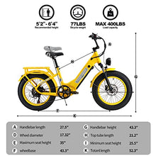 YinZhiBoo Electric Bike for Adults 750W Motor Ebike 20" x 4.0 Fat Tire Step-Thru Electric Bicycle Yellow