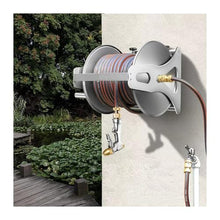 Stainless Steel Wall Mount Hose Reel for 98.4ft Garden Hose, Heavy Duty Outdoor Caddy