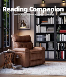 22 Inch Wide Manual Recliner Chair with Heat & Massage, 360° Swivel Rocking Lazy Boy Chair for Adults, PU Leather Single Sofa Recliner with Cup Holder for Living Room, Bedroom & Nursery