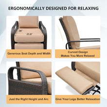 Skypatio Outdoor Recliner Wicker Patio Adjustable Recliner Chair with Cushions, Rust-Resistant Aluminum Frame,All-Weather Resin Rattan, Brown& Khaki