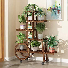 ZOCWJK Flower Stand Push-Pull Flower Pot, Living Room Balcony Shelf, Indoor and Outdoor Solid Wood Plant Flower Stand,