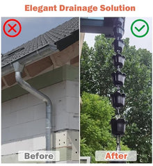 YUSIWOAL Modern Rain Chain for Gutter Downspout Replacement, Decorative Water Flow Solution for Garden Patio and House Eaves(3.5M (11.5Ft))