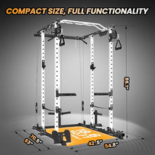 TROPOW 2000lbs Multi-Function Power Cage with J-Hooks and Dip Handles, Black/White