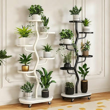 ARTUNV Tall 6 Tier Corner Plant Stand With Wheels, Sturdy Metal Flower Shelving Unit For Multiple Pots(Color:White)