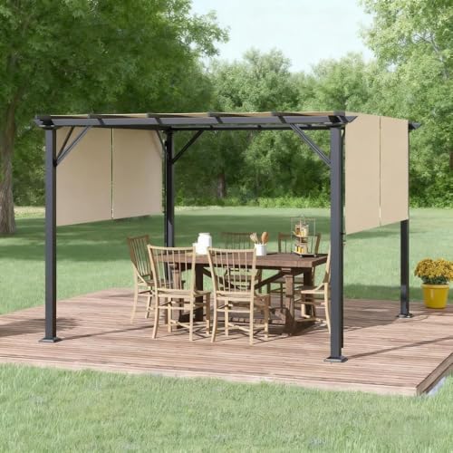 Heavy-Duty Outdoor Pergola Canopy with Metal Frame for Patio, Deck or Garden Shade Shelter
