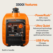 Generac 3,300 Watt Gas Powered Portable Inverter Generator, USB Charging