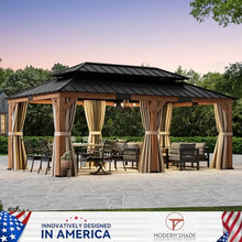Modern Shade Wood Gazebo 12x20 with Double Galvanized Steel Roof