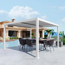 Kozyard Outdoor Louvered Pergola Aluminum Rainproof Gazebo with Adjustable Roof White