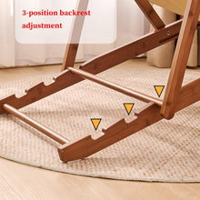 POLGDW Outdoor Wooden Patio Lounge Chair, Foldable Outdoor Sling Chairs Height Adjustment Portable Reclining Camping Beach Chair Wood Frame with Polyester Canvas