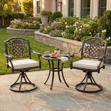 Christopher Knight Home Maxwell Classic Outdoor Swivel Chair Set of 2, Metal Patio Swivel Dining Chairs Set of 2 with Cushion, Outdoor Chair for Bistro Set, Hammered Bronze