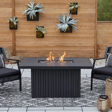Real Flame Calvin 52in Rectangle Propane Fire Pit Table, 50,000 BTU, Hidden Tank Storage, Aluminum, Push-Button Ignition, Lava Rock, Storage Cover, Stainless Steel Burner with Lid - Black Coral