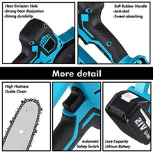 Chainsaw Battery Powered 8 in Mini Cordless Chainsaw Rechargeable Lightweight Portable Handheld Chainsaw for Wood Cutting Garden Logging Trimming Branch