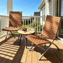 Labasuan 3 Piece Outdoor Wicker Folding Chairs & Coffee Table Set, All-Weather Patio Adirondack Furniture with Sturdy Frame, for Balcony, Garden, Poolside
