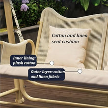 Patio Swing Chair with Cushion, Outdoor Porch Swing with Alloy Steel FrameDouble-Layer Braided Crane Rope, Hand-Knitting, for Backyard, Lawn, Porch, Garden(C)