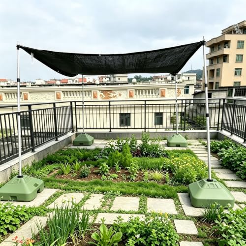 YXXSDP Shade Sail Poles with Base, Telescopic Sun Shade Support Stand Kit