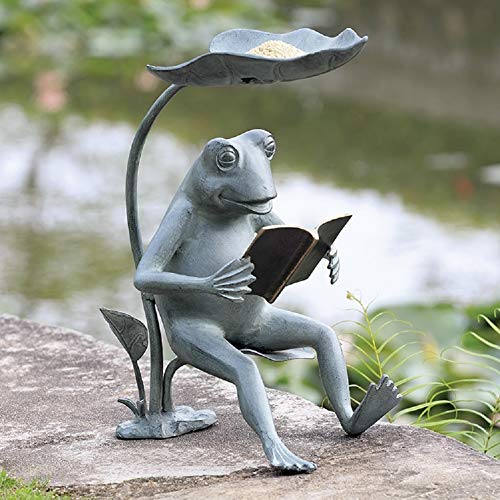 Reading Frog Birdfeeder with Solar LED Light