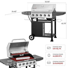 Royal Gourmet GA5406TS 5-Burner Gas Grill with Side Burner and Sear Burner