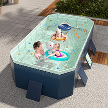 TQQEPOOL Summer Portable Kiddie Pool for Kids,Foldable Slip-Resistant Kiddie Pool for Kids Large,Pet Wading Pool for Indoor and Outdoor (Color : Dieff Blue, Size : 2.1m)