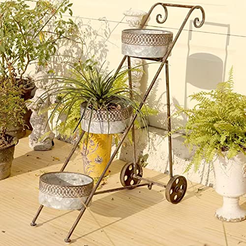 ZOCWJK Iron Plant Stand Pot Display Holder for Indoor and Outdoor Use Flower Stand Shelf for Home Garden and Retail Display Stand,Three Layers