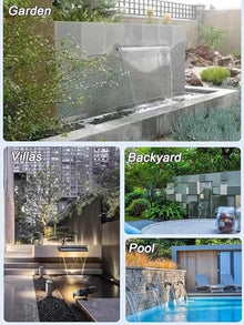 72" 60" 50" 48" 40" 36" 24" 18" 16" 12" Custom Pool Fountain Water Feature Spillway, All-in-1 Pond Waterfall Kit, Embedded Mount Spray Water Accessories