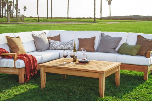 TeakStation Sunbrela Fabric Cushions for Atnas 5pc Sectional Sofa Set