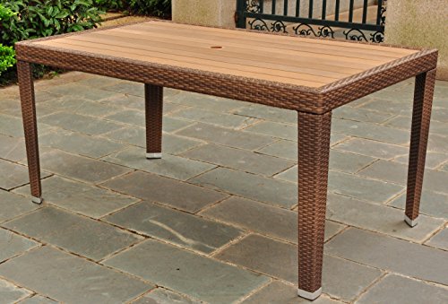 International Caravan Rectangular Patio Dining Table in Antique Brown Finish