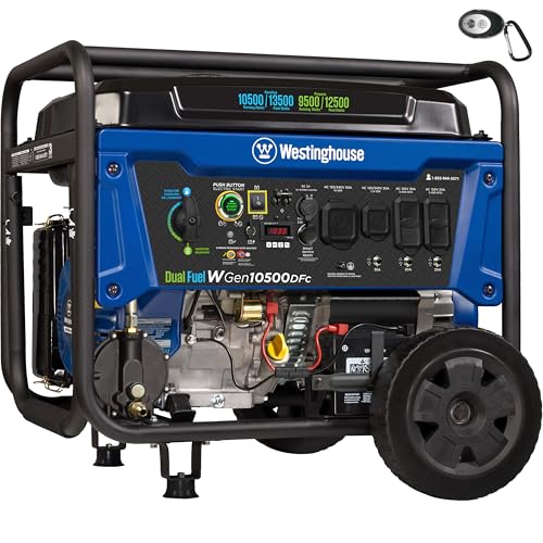 Westinghouse 13500 Peak Watt Dual Fuel Home Backup Portable Generator, Remote Electric Start, Transfer Switch Ready, Gas and Propane Powered