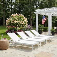 Outdoor Escape White Aluminum Chaise Set of 4, Lounge Chairs with Backrest Adjustment, Weather-Resistant Frame for Patio and Poolside Relaxation