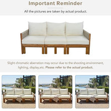 Merax Outdoor Daybed, Acacia Wood 3-Seat Patio Sofa Bed with Waterproof Cushions and Rope Woven Arms, Convertible Sleeper Couch with Pull-Out Function for Poolside, Backyard, Garden