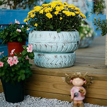 Tire Statues Planter Pot-Resin Creativity Figurines with Drainage Hole Garden Decorative Flower Pots, Sculpture Containers for Indoor Outdoor Home Patio Lawn (White)