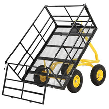 Amenitlif 1500 LBS Steel Garden Cart, Heavy Duty Pullable Garden Wagon with 13" Flat-Free Tires & Adjustable Handle, Outdoor Utility Yard Wagon with Detachable Side Panels, Black