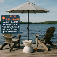 DUNNRITE ShadeTable in Pool Umbrella Table, Fits 1.5" Pool Umbrella for Inside of Pool, Outdoor Side Table Use on Patios, Docks, in-Water up to 12" Deep, Made in USA, White