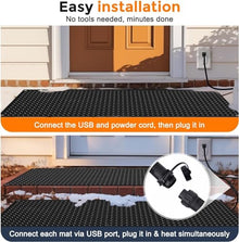 Electric Heated Snow Melting Mats for Outdoor Walkway Stairs Steps Driveway Walkway Sidewalk, Series Connection Rubber 10 x 30 Inch Snow Ice Melting Non-Slip Front Door Foot Mat (Size:5PCS 10×30in)