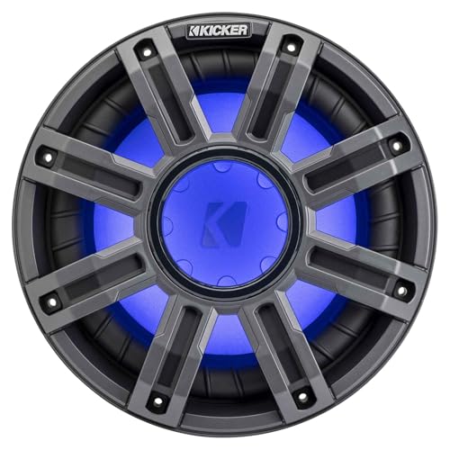 KICKER 10-Inch Premium Marine Subwoofer & 48KXMA8004 Marine Amp Bundle with LED Remote